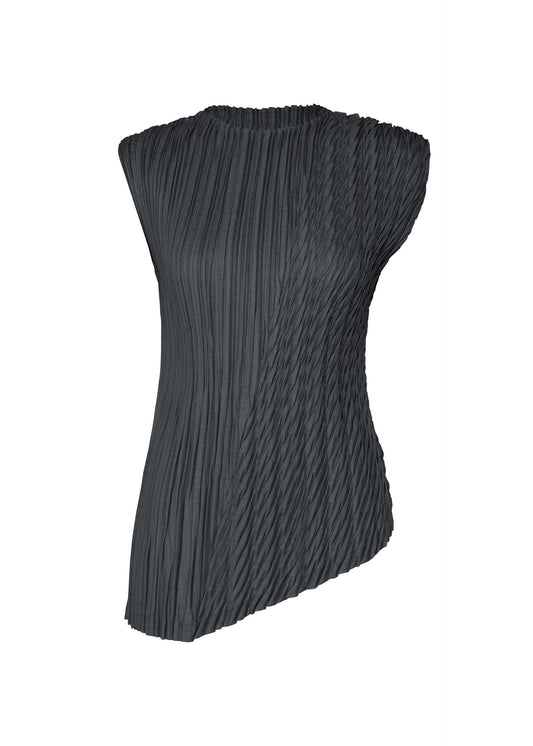 A product shot of the ISSEY MIYAKE UNFURLING PLEATS top in dark navy.