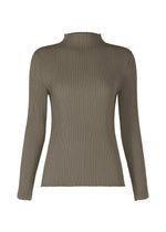 A product shot of the ISSEY MIYAKE HATCHING PLEATS top in gray.