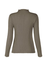 A detail shot of the ISSEY MIYAKE HATCHING PLEATS top.