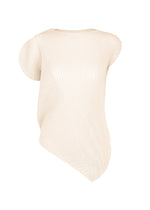A product shot of the ISSEY MIYAKE LEAF PLEATS top in off-white.
