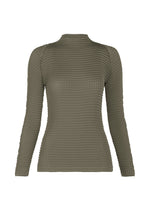 A product shot of the ISSEY MIYAKE SUEDE LIKE PLEATS top in gray.