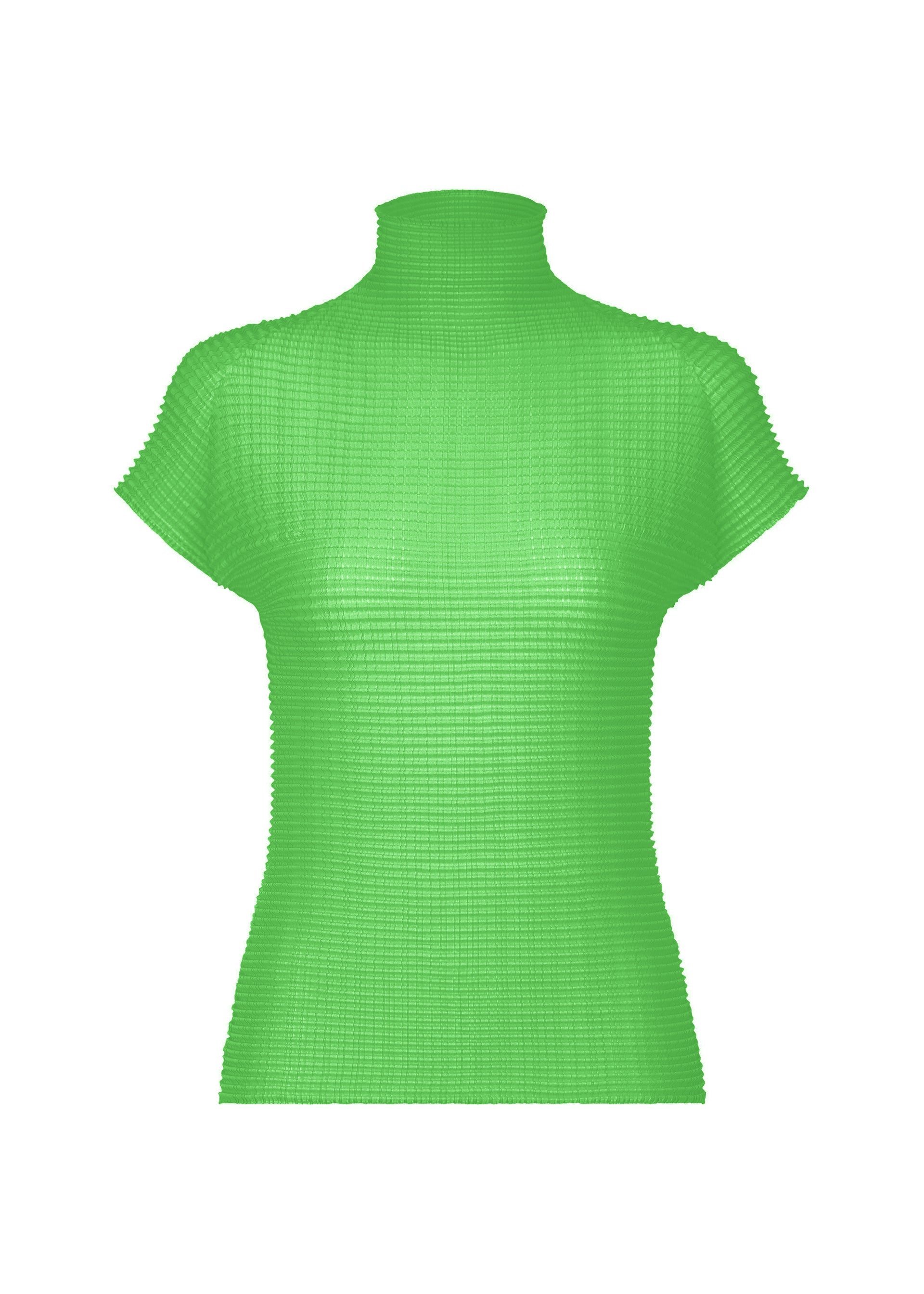 A product shot of the ISSEY MIYAKE WOOLY PLEATS-68 shirt in green.