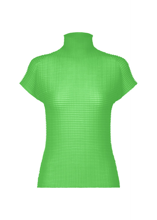 A product shot of the ISSEY MIYAKE WOOLY PLEATS-68 shirt in green.