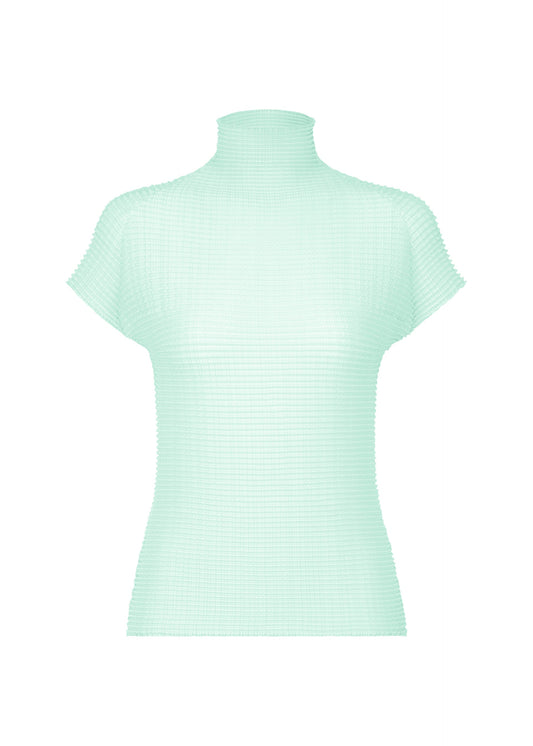 A product shot of the ISSEY MIYAKE WOOLY PLEATS-68 top in light blue.
