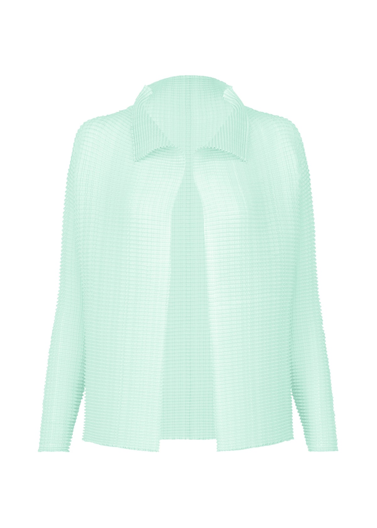 A product shot of the ISSEY MIYAKE WOOLY PLEATS-68 shirt in light blue.