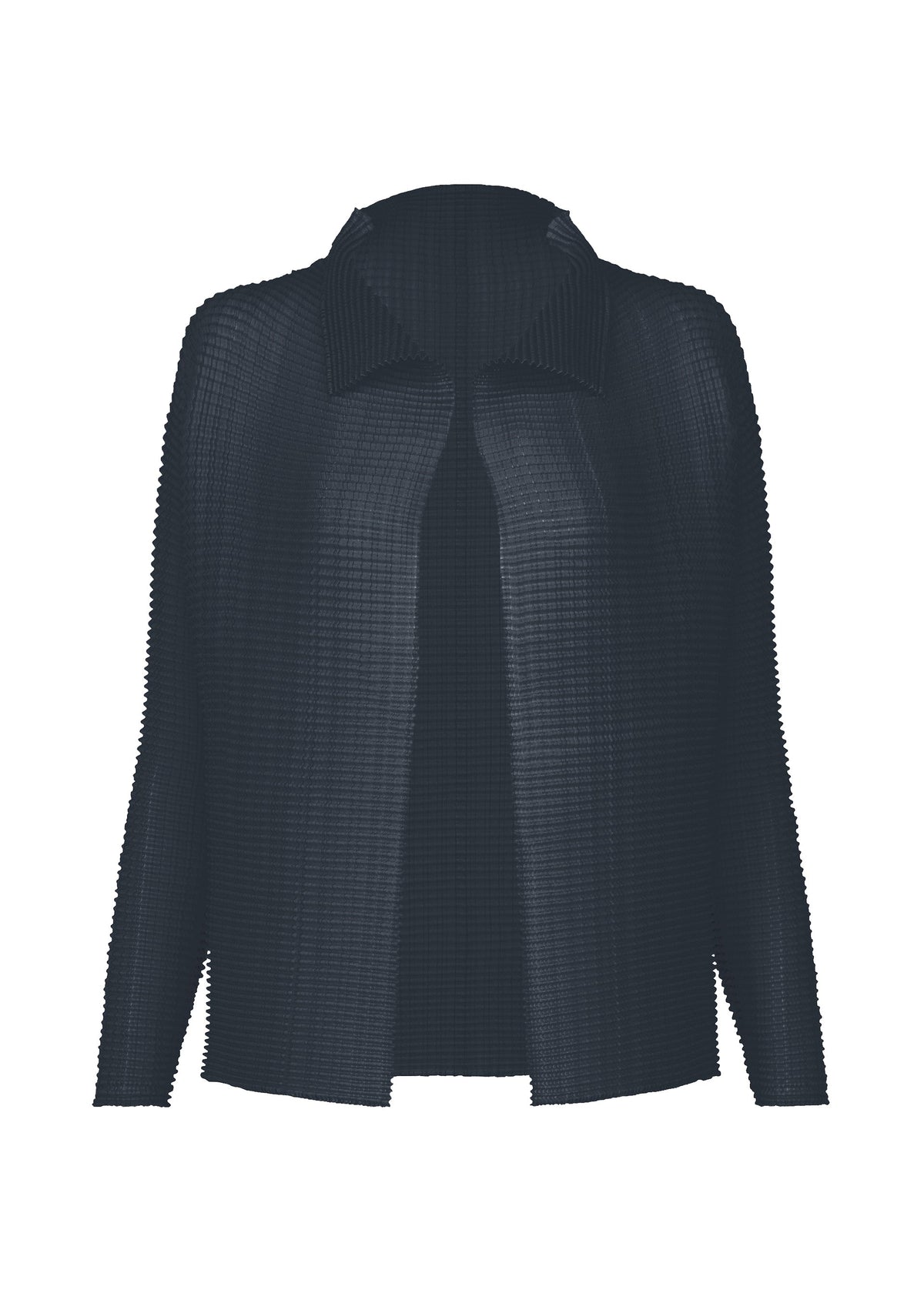 A product shot of the ISSEY MIYAKE WOOLY PLEATS-68 shirt in dark navy.