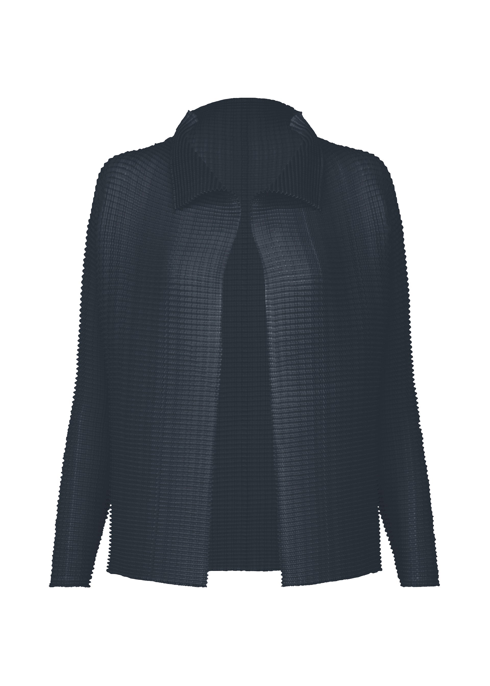 A product shot of the ISSEY MIYAKE WOOLY PLEATS-68 shirt in dark navy.