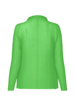A detail shot of the ISSEY MIYAKE WOOLY PLEATS-68 cardigan.