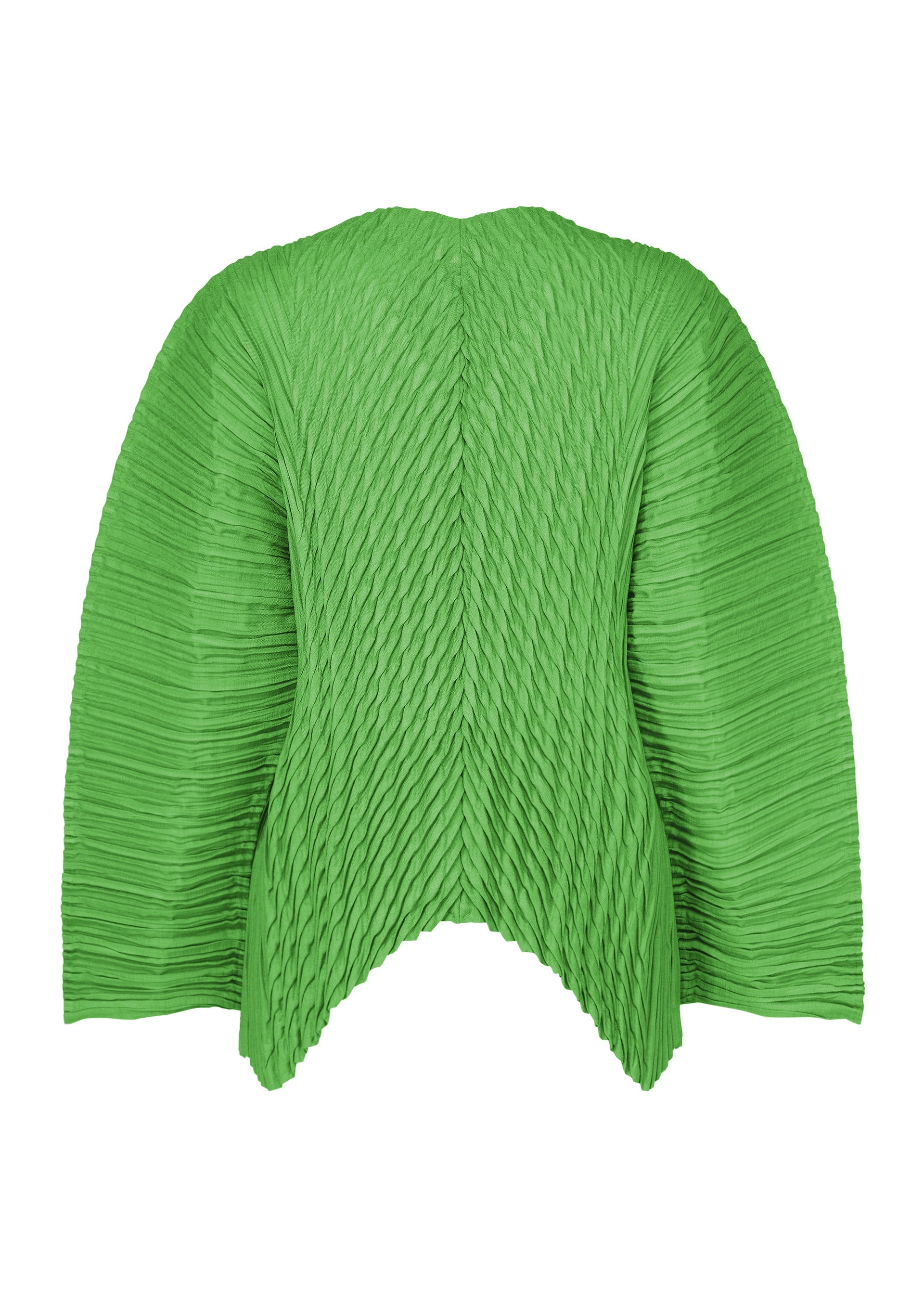 A detail shot of the ISSEY MIYAKE UNFURLING PLEATS cardigan.