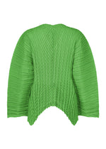 A detail shot of the ISSEY MIYAKE UNFURLING PLEATS cardigan.