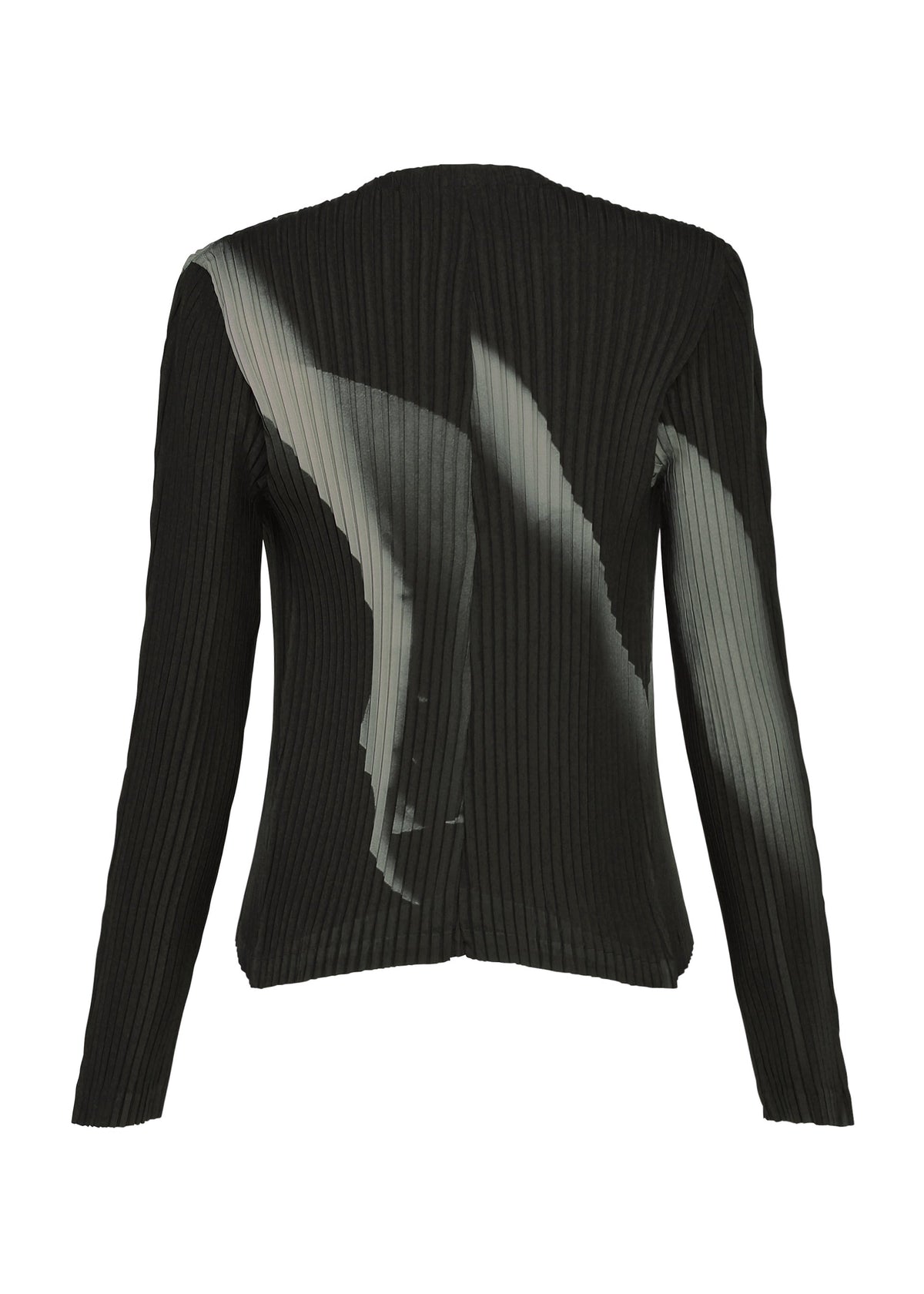 A detail shot of the ISSEY MIYAKE HANDS OF LOVER PLEATS cardigan.