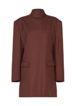 A product shot of the ISSEY MIYAKE UNTITLED tunic in brown.