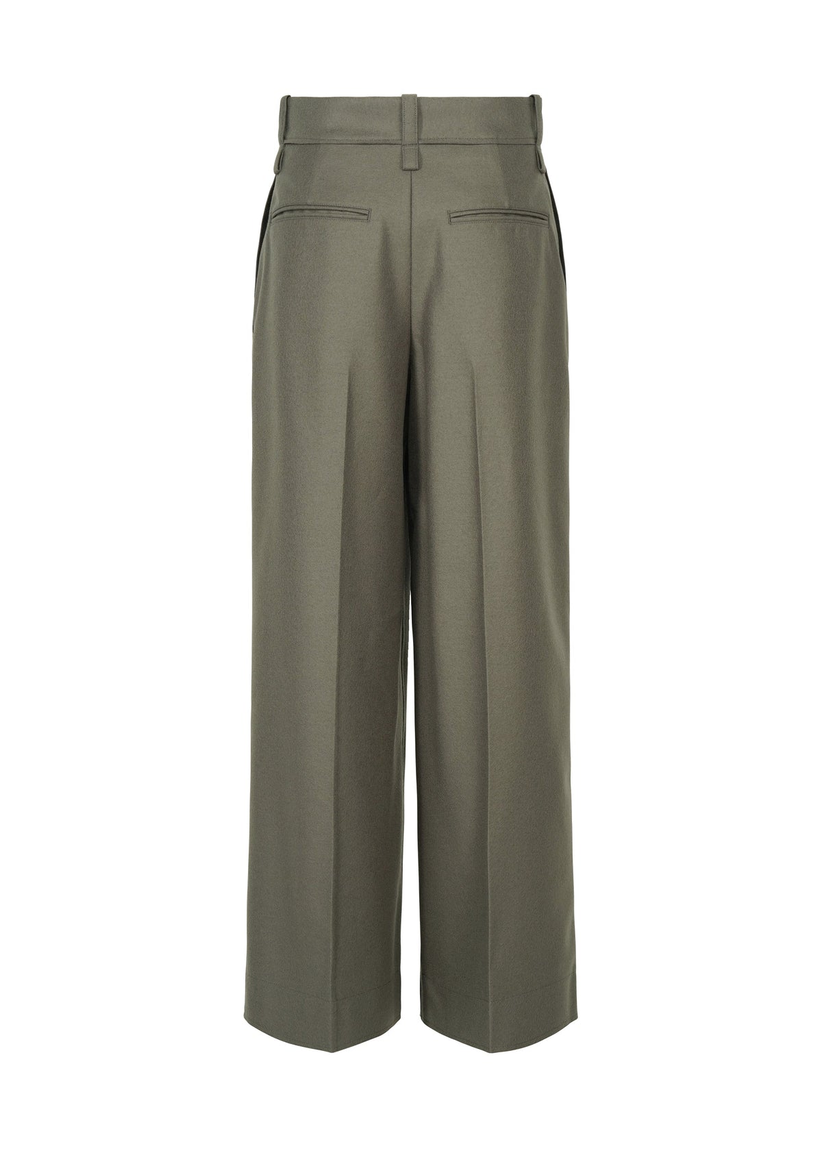 A detail shot of the ISSEY MIYAKE SHELL trousers.