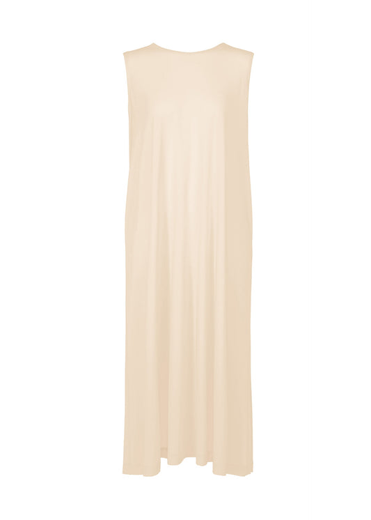 A product shot of the ISSEY MIYAKE DRAPE JERSEY-68 dress in off-white.