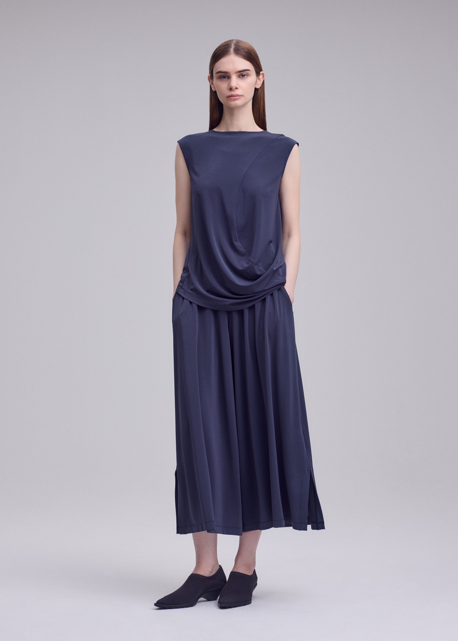 DRAPE JERSEY-68 Top Black