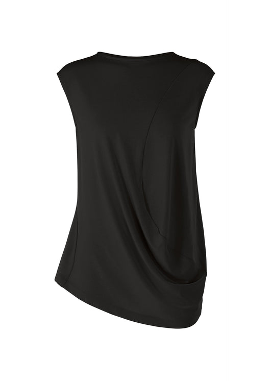 A product shot of the ISSEY MIYAKE DRAPE JERSEY-68 top in black.