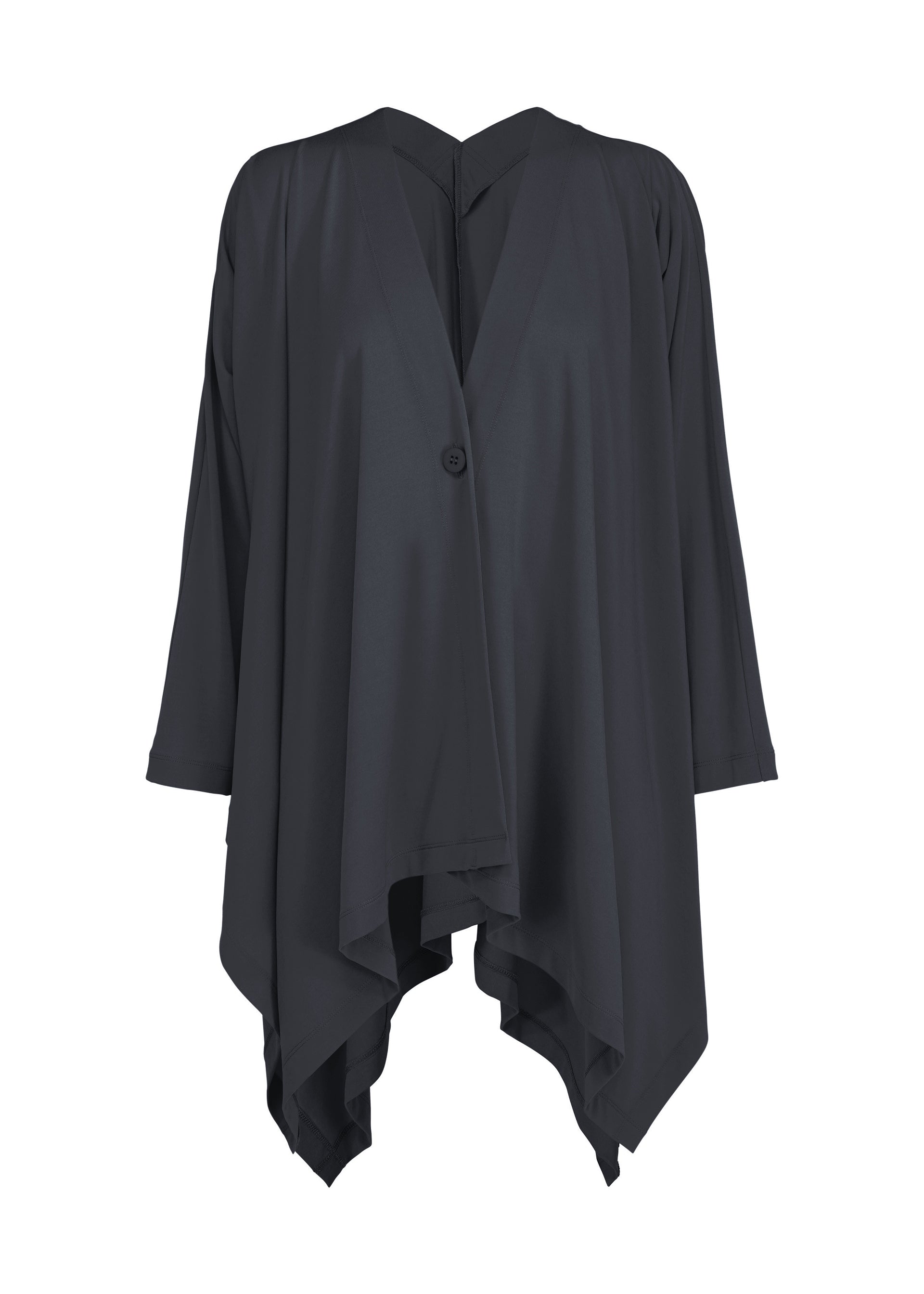 A product shot of the ISSEY MIYAKE DRAPE JERSEY-68 cardigan in dark navy.