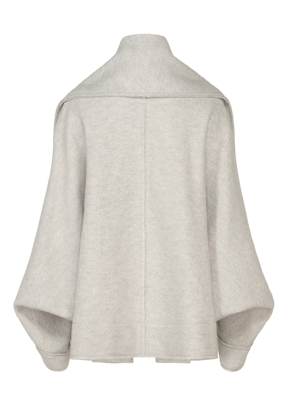 A detail shot of the ISSEY MIYAKE WOOLEN GRANITE coat.
