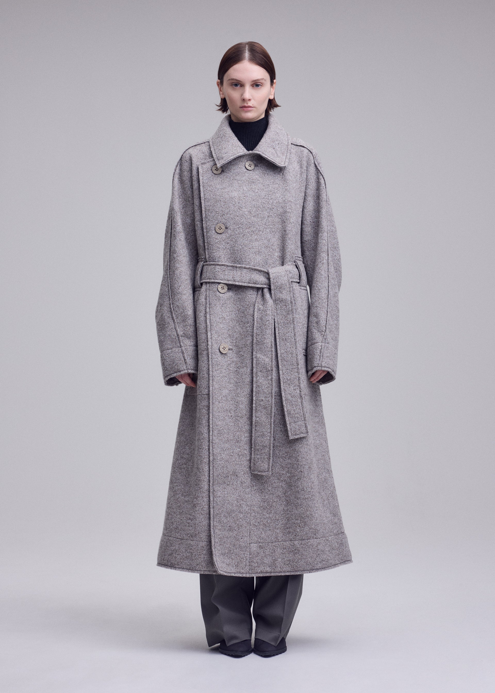WOOLEN GRANITE Mid-length Coat Beige – The official ISSEY MIYAKE
