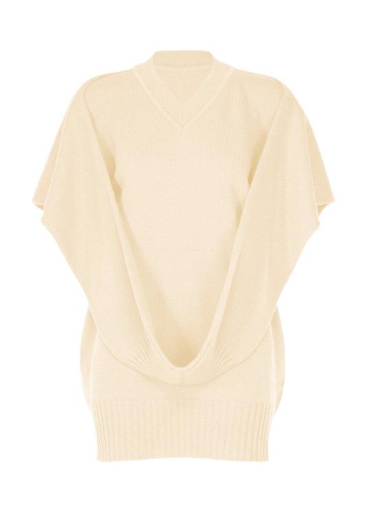 A product shot of the ISSEY MIYAKE O KNIT vest in off-white.
