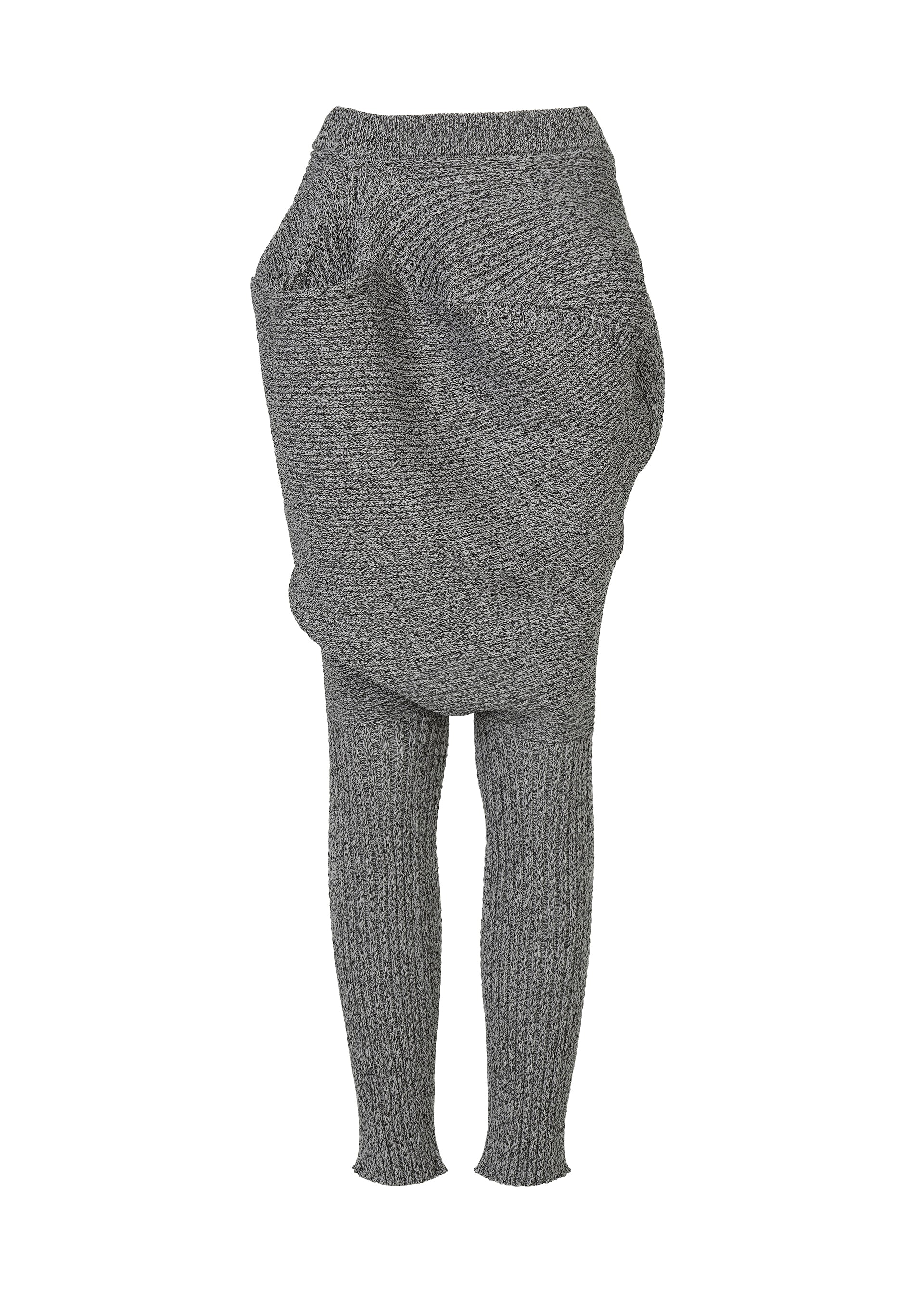 A product shot of the ISSEY MIYAKE FOUND STONE trousers in gray.