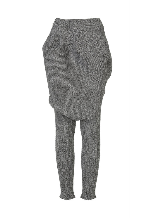 A product shot of the ISSEY MIYAKE FOUND STONE trousers in grey.