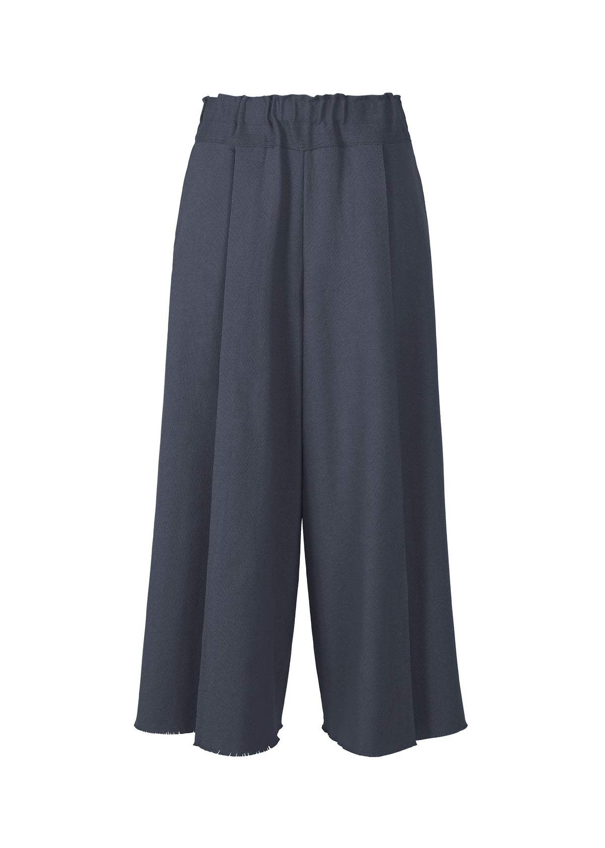 A product shot of the ISSEY MIYAKE CAMPAGNE trousers in dark navy.
