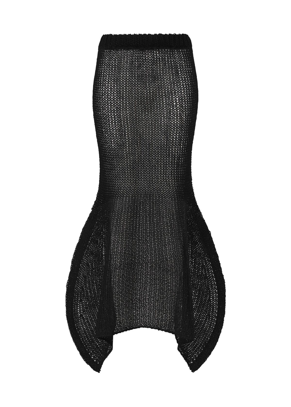A product shot of the ISSEY MIYAKE PANINI PULLED skirt in black.