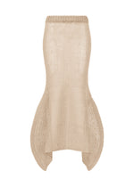 A product shot of the ISSEY MIYAKE PANINI PULLED skirt in light beige.