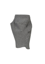 A product shot of the ISSEY MIYAKE FOUND STONE skirt in gray.