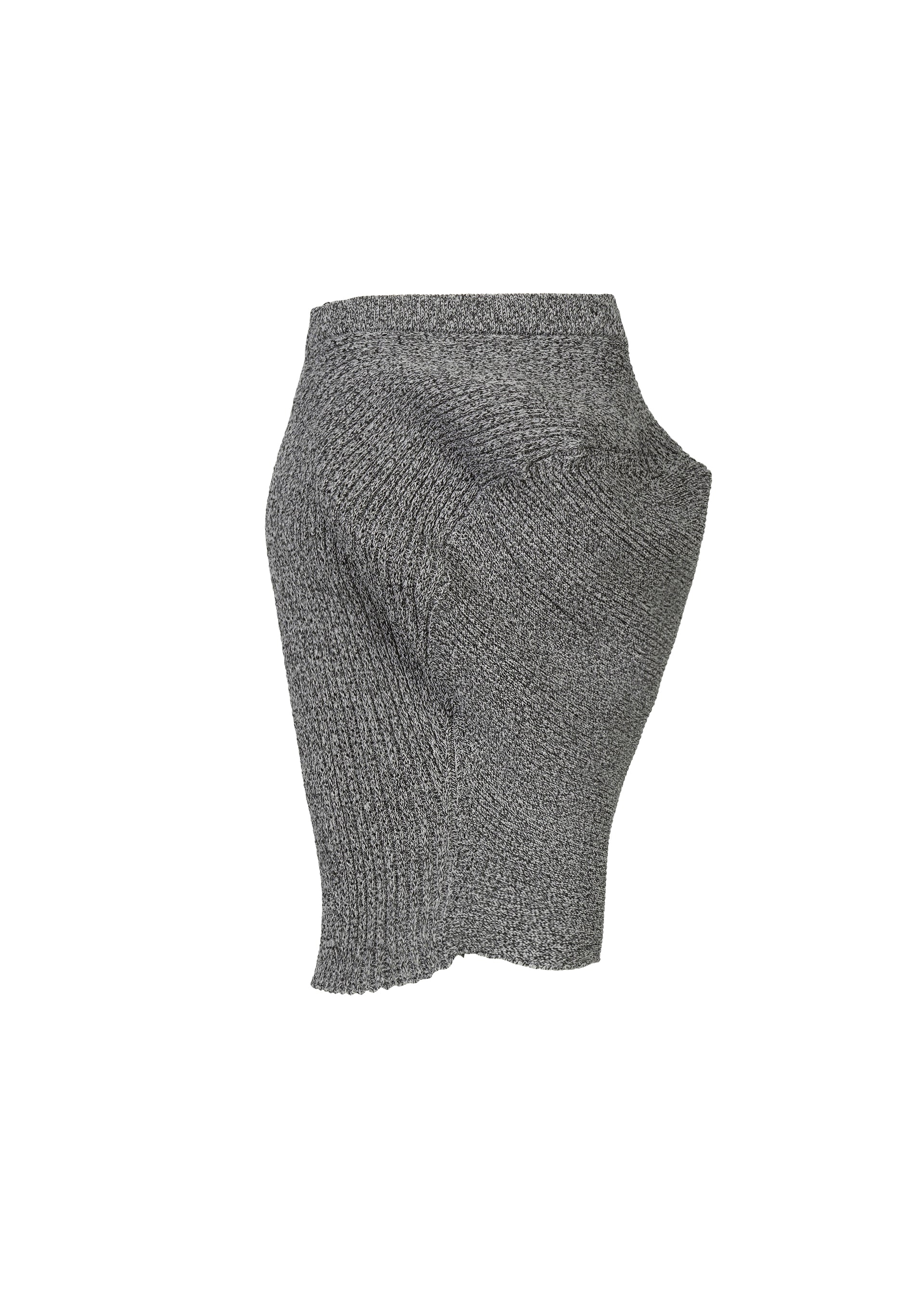 A detail shot of the ISSEY MIYAKE FOUND STONE skirt.