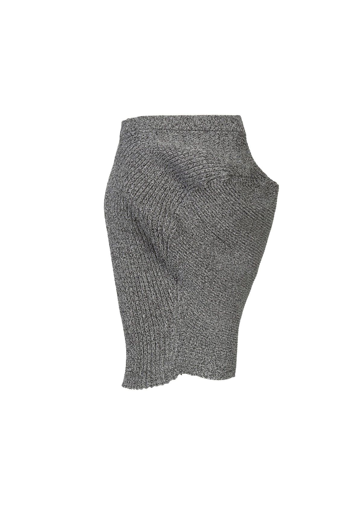 A detail shot of the ISSEY MIYAKE FOUND STONE skirt.