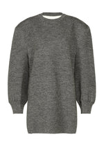 A product shot of the ISSEY MIYAKE HANDSOME KNIT dress in gray.