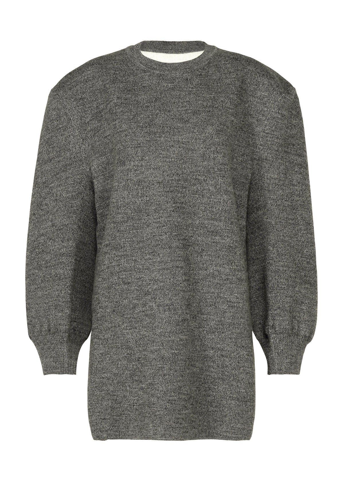 A product shot of the ISSEY MIYAKE HANDSOME KNIT dress in gray.
