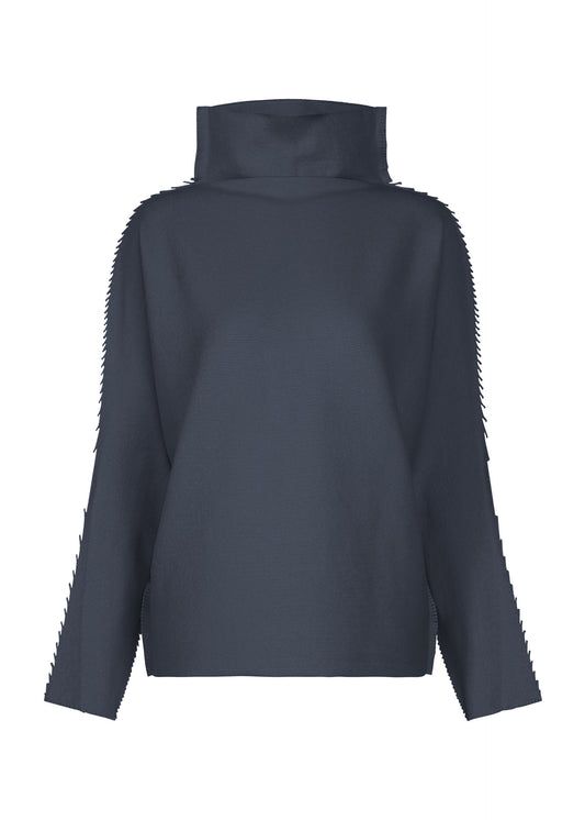 A product shot of the ISSEY MIYAKE CAMPAGNE top in dark navy.