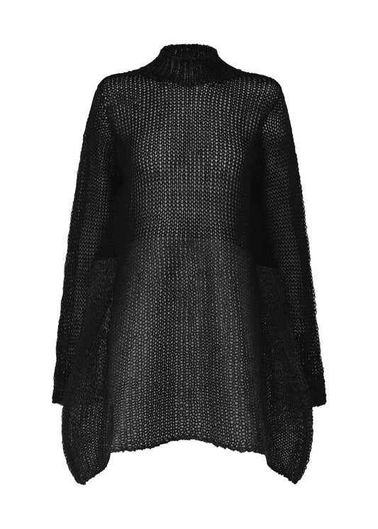 A product shot of the ISSEY MIYAKE PANINI PULLED top in black.