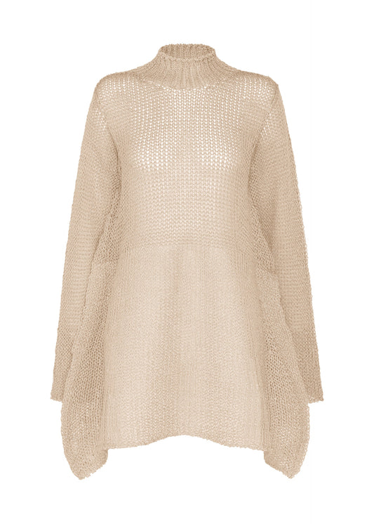 A product shot of the ISSEY MIYAKE PANINI PULLED top in light beige.