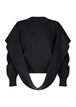 A product shot of the ISSEY MIYAKE O KNIT top in black.