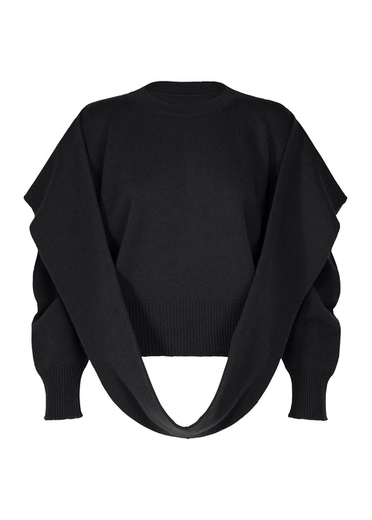 A product shot of the ISSEY MIYAKE O KNIT top in black.