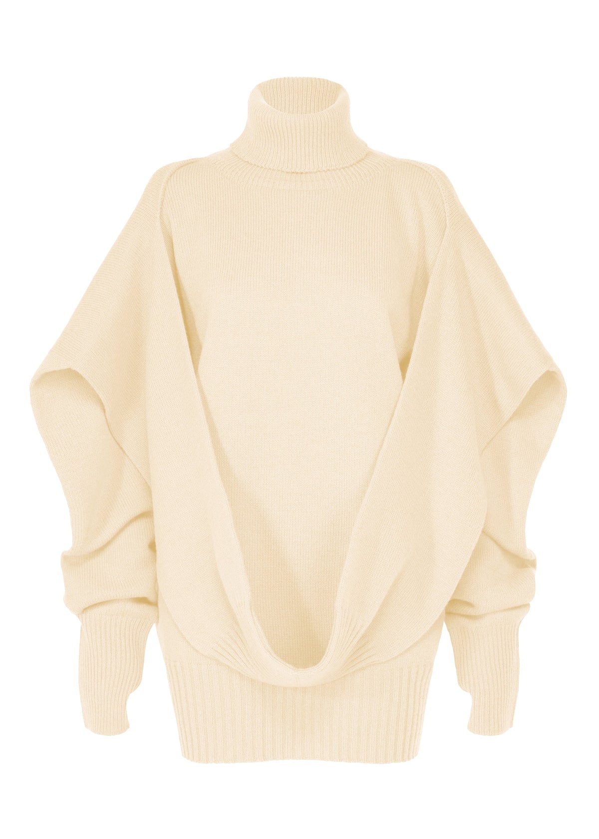 A product shot of the ISSEY MIYAKE O KNIT top in off-white.