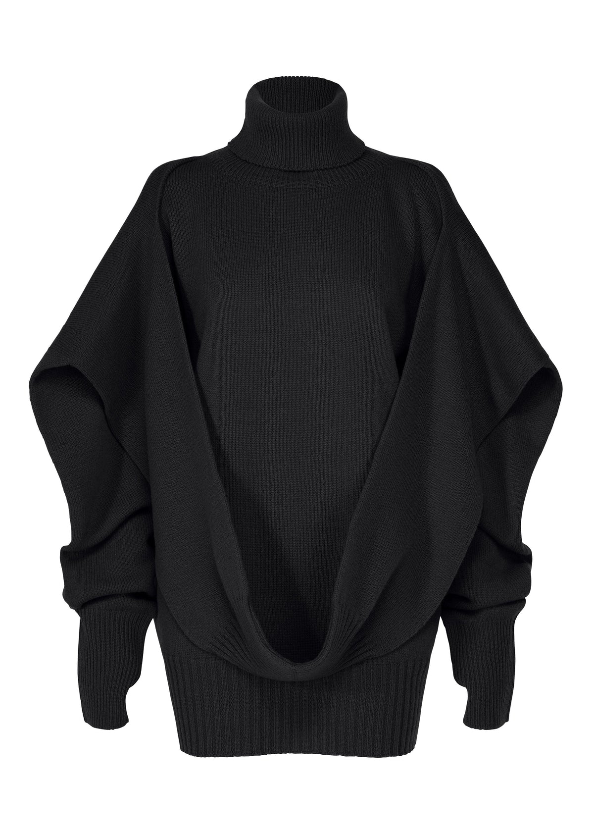 A product shot of the ISSEY MIYAKE O KNIT top in black.