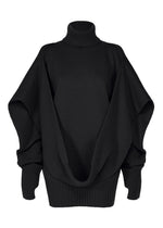 A product shot of the ISSEY MIYAKE O KNIT top in black.