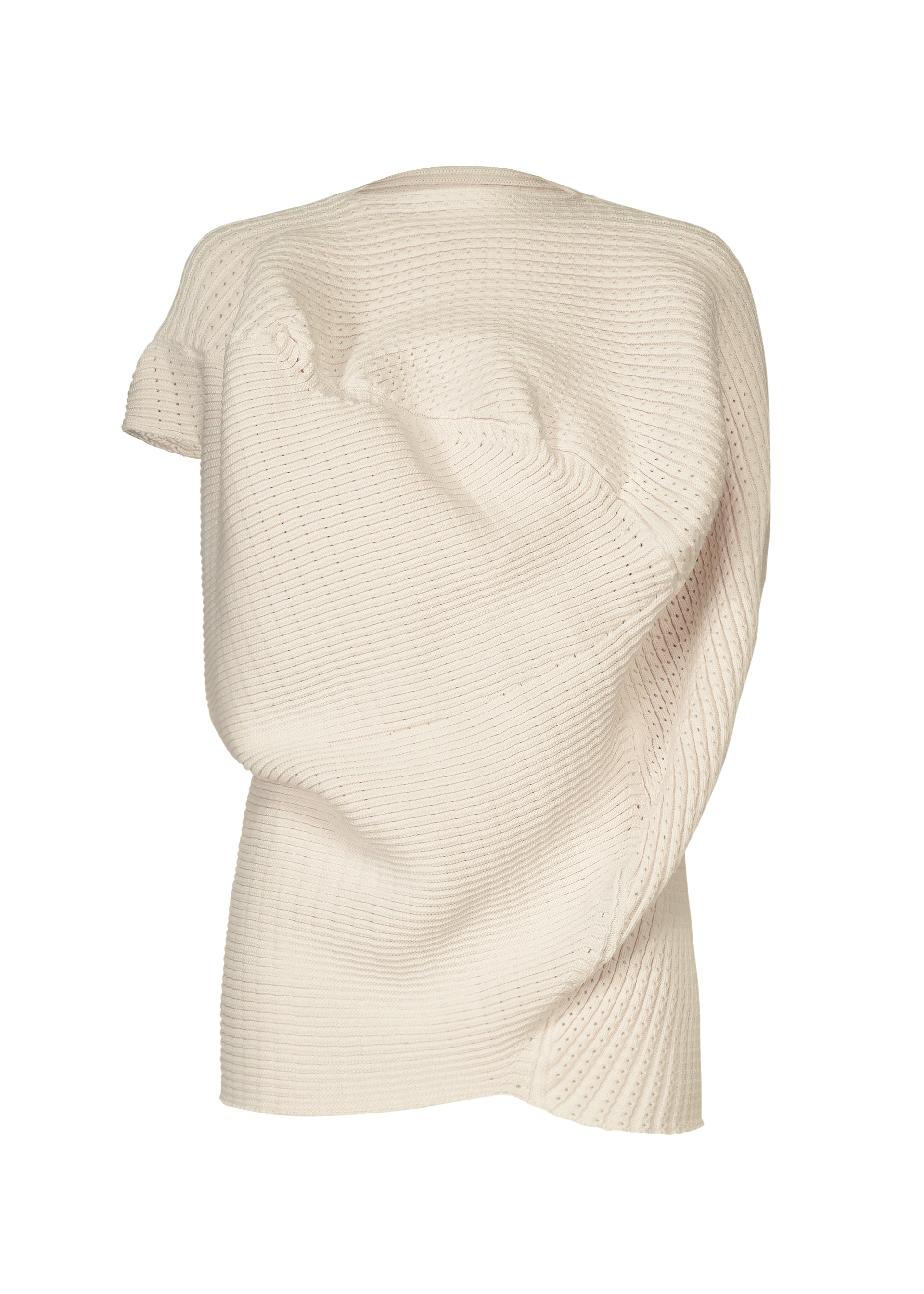 A product shot of the ISSEY MIYAKE FOUND STONE top in off-white.