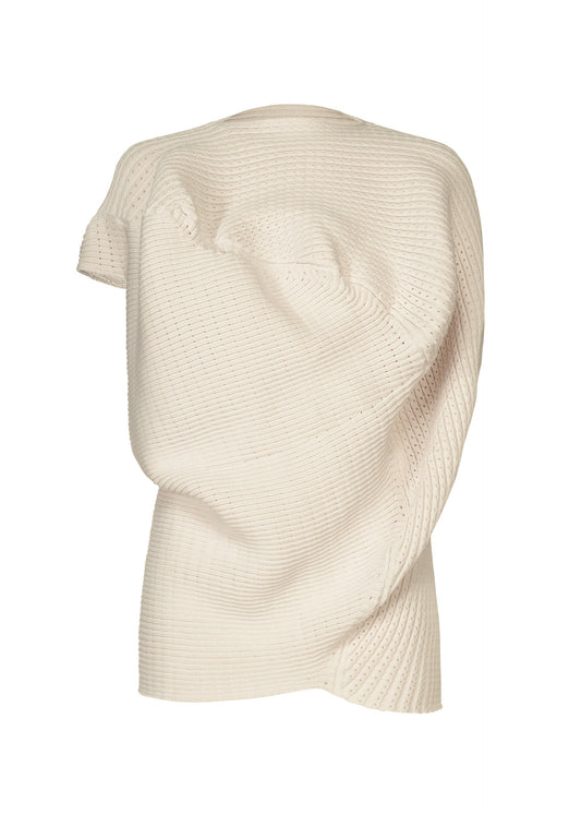 A product shot of the ISSEY MIYAKE FOUND STONE top in off-white.