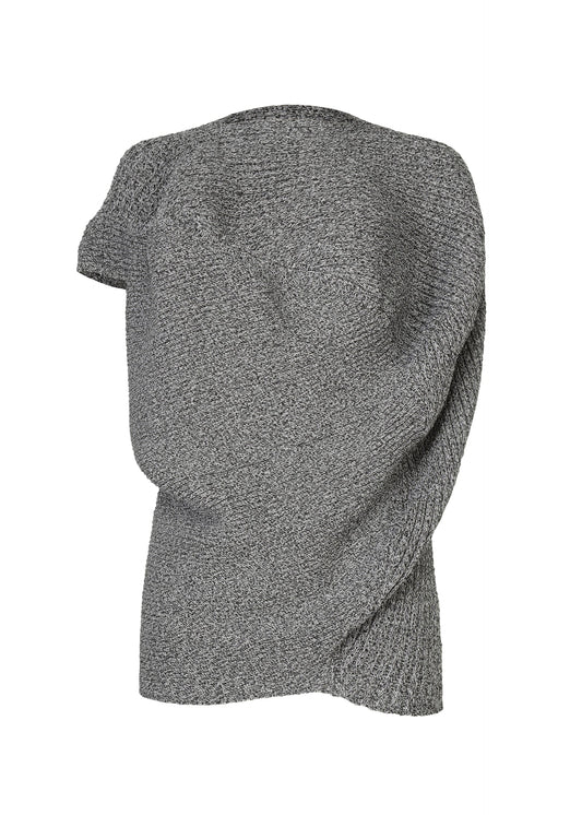 A product shot of the ISSEY MIYAKE FOUND STONE top in grey.