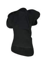 A product shot of the ISSEY MIYAKE FOUND STONE top in black.
