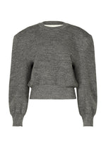 A product shot of the ISSEY MIYAKE HANDSOME KNIT top in gray.