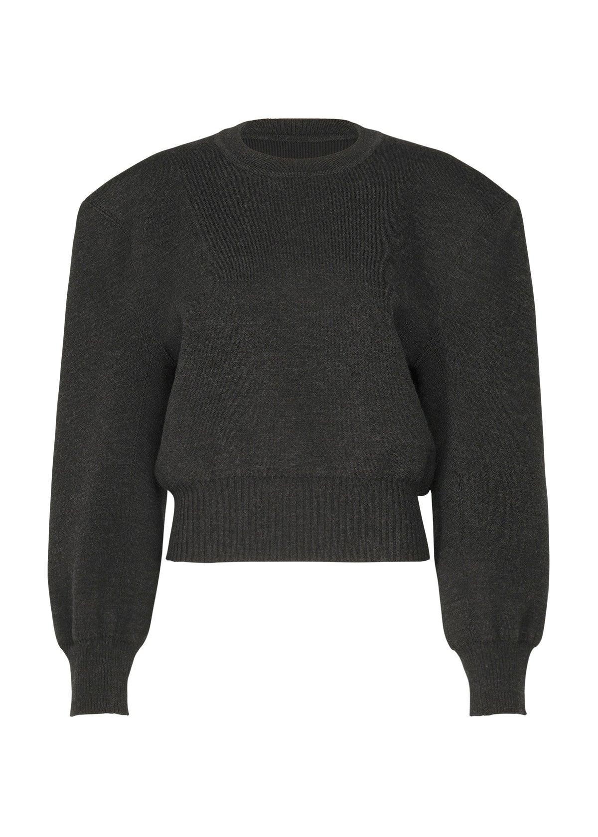 A product shot of the ISSEY MIYAKE HANDSOME KNIT top in black.