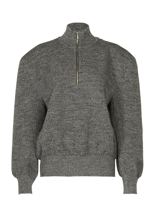 A product shot of the ISSEY MIYAKE HANDSOME KNIT top in gray.