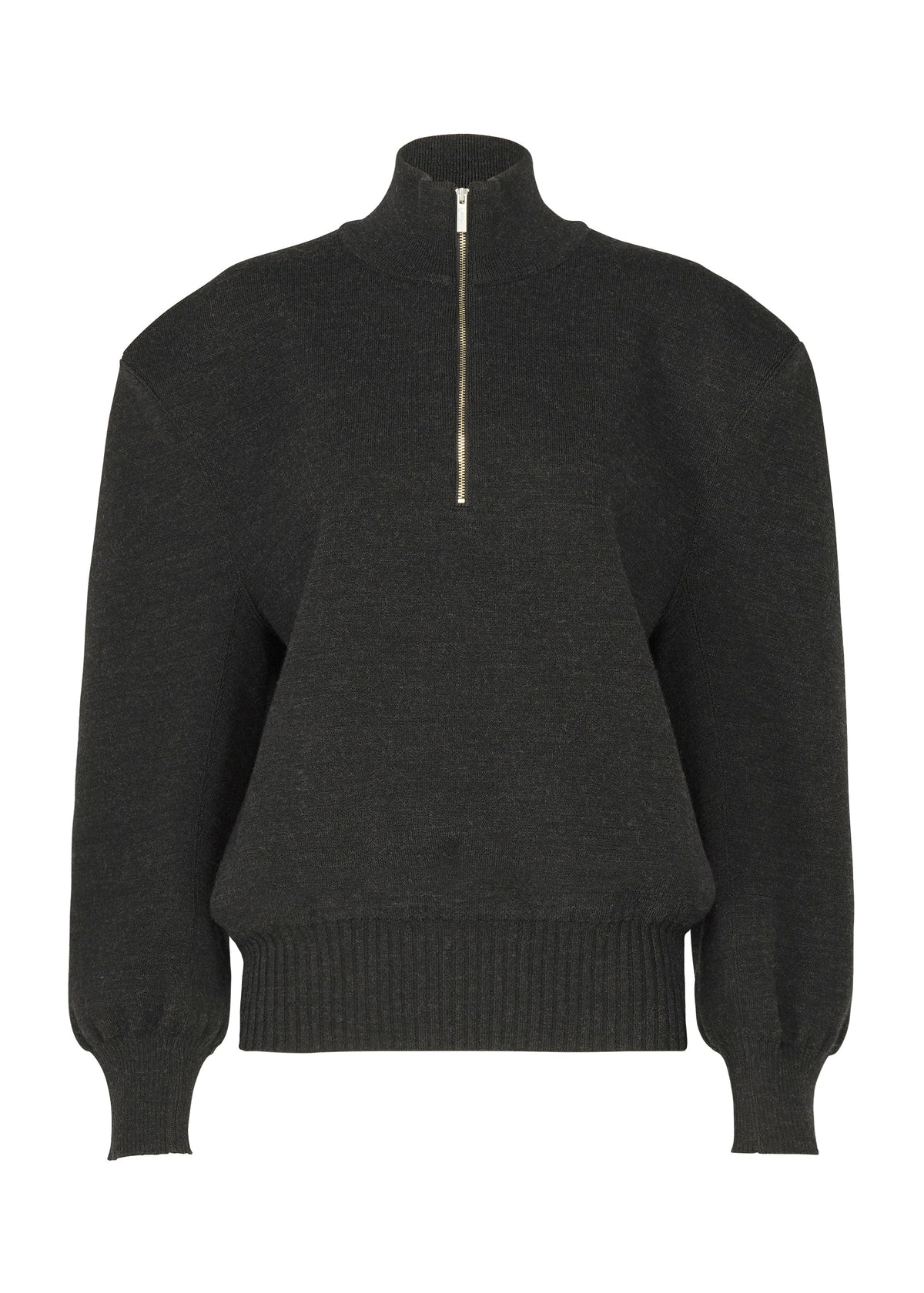 A product shot of the ISSEY MIYAKE HANDSOME KNIT top in black.